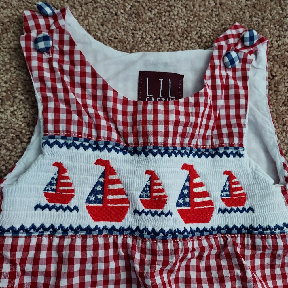 Lil Cactus Boy's Smocked Bubble with Sailboats